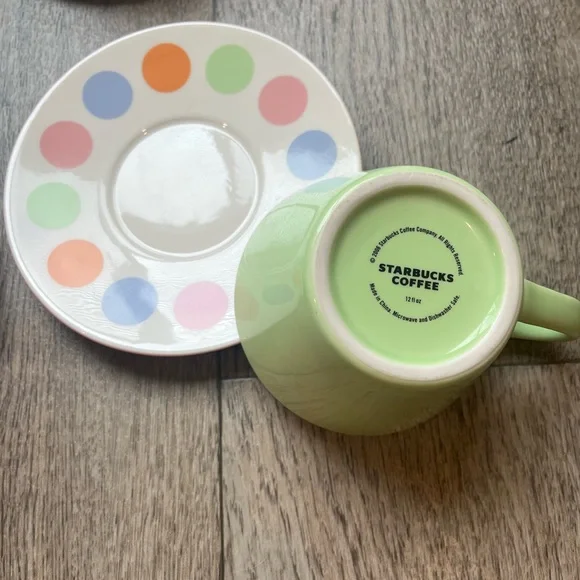 Starbucks Multicolor Polka Dot Mugs Set With Saucers - Picture 3 of 7